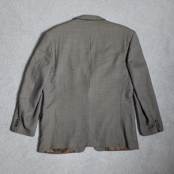 Petrocelli Blazer Mens 42 Taupe Blue Wool Plaid Check Sport Coat Jacket Office - Picture 2 of 7